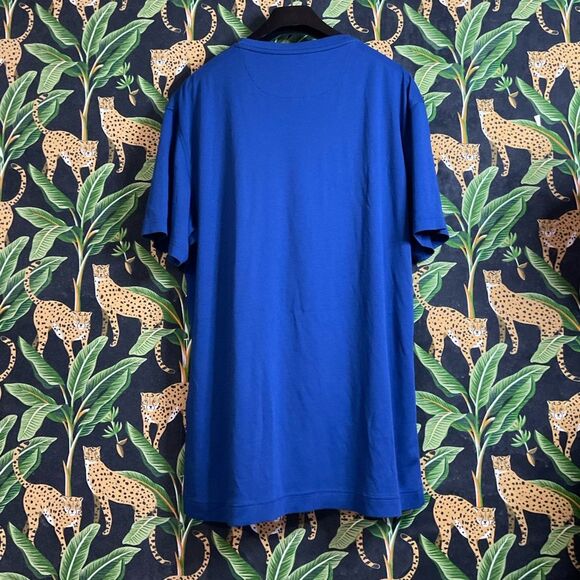 Astor & Black Luxury V-Neck Tee Shirt - Blue Jersey Knit Relaxed Fit Large - Picture 3 of 10